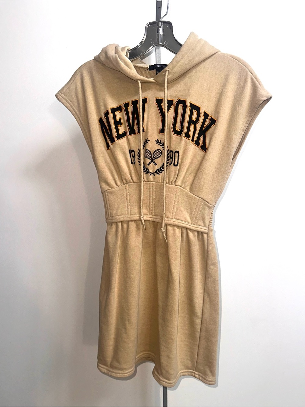 Forever 21 Beige New York Hoodie corset  Mini Dress